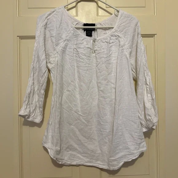 Cynthia Rowley White quarter sleeve classic elegant fall winter Blouse shirt - Picture 4 of 11